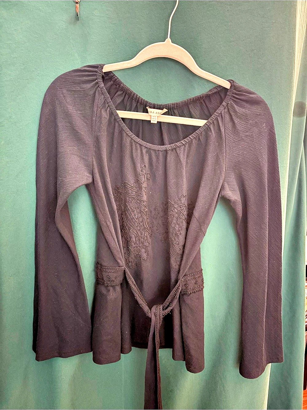 Laura ashley Black beaded shirt Size 6